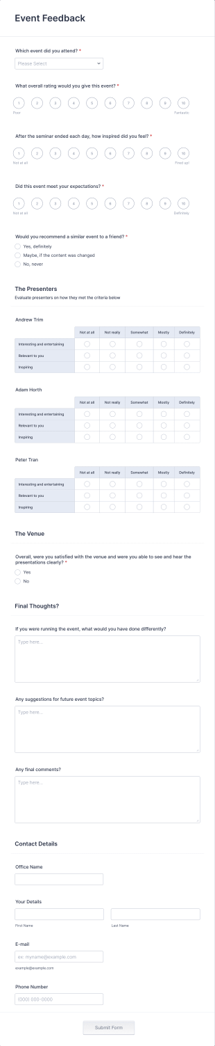Pittard Evaluation Form Template