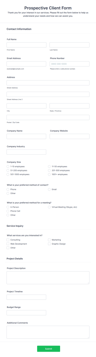 Prospective Client Form Template