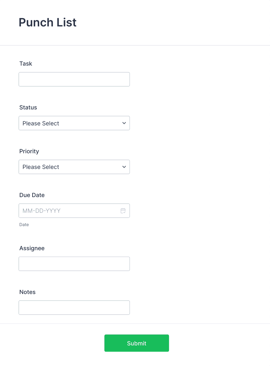 Punch List Form Template Jotform