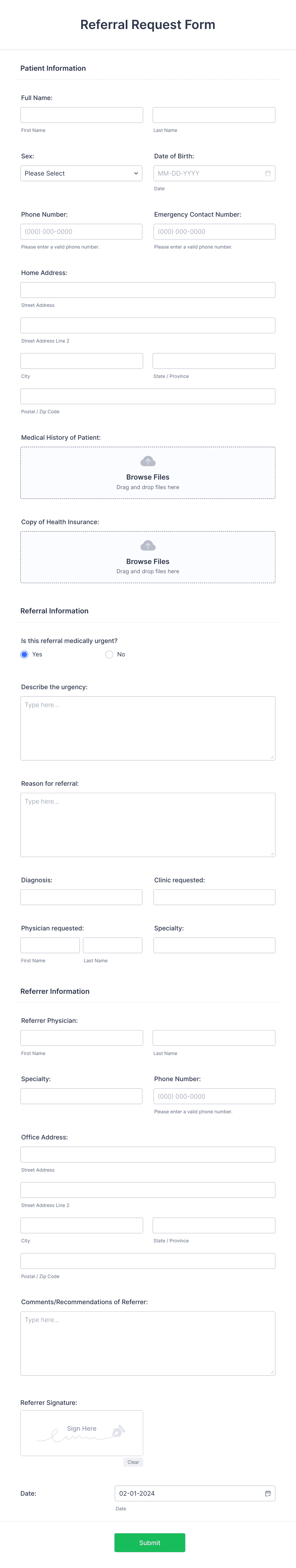 Referral Request Form Template | Jotform