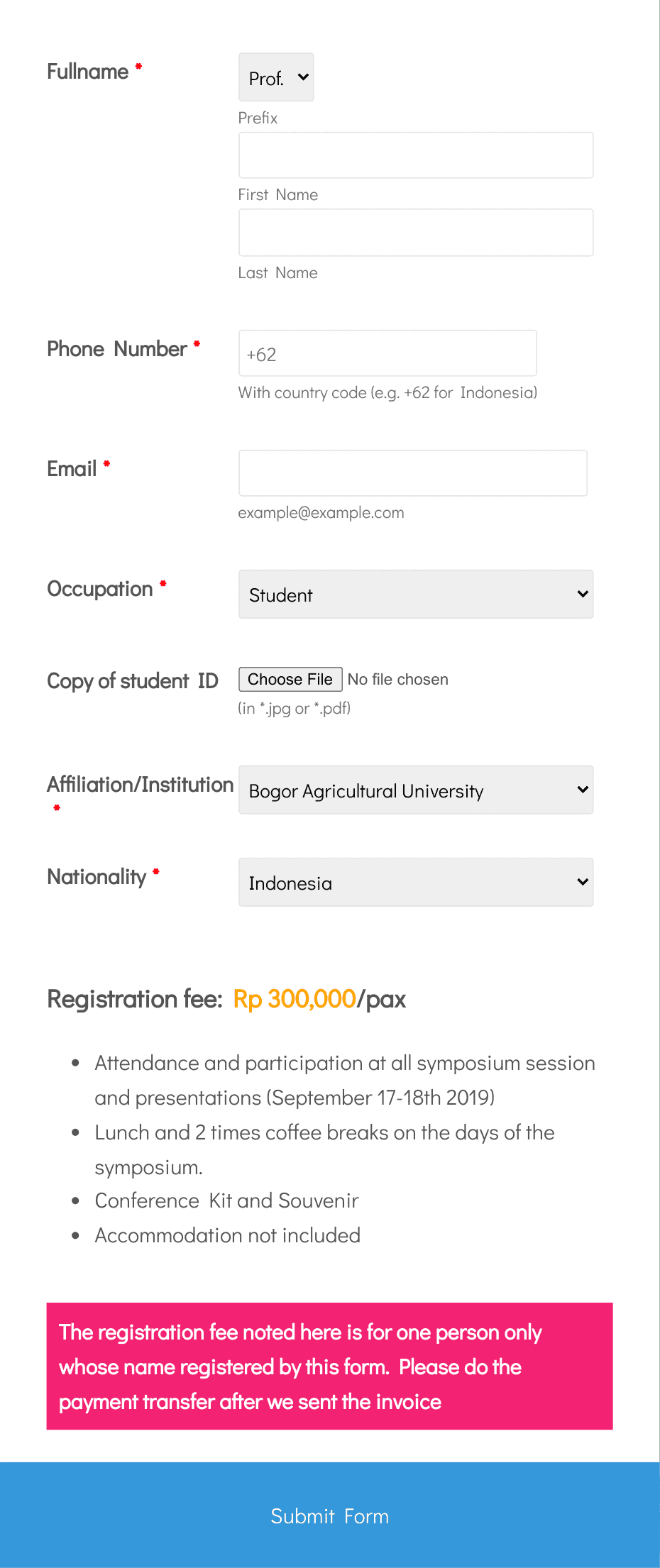 Registration For Participant Only International Sym Form Template Jotform