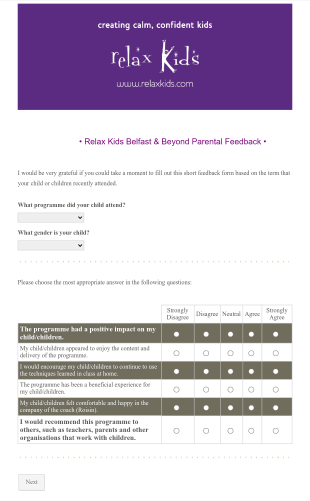 Relax Kids Term Feedback Form Template