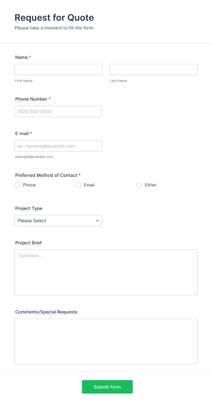 Request For Quote Form Template