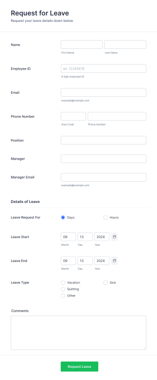 Leave Request Form Template