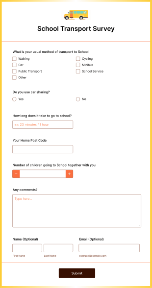 School Transport Survey Form Template