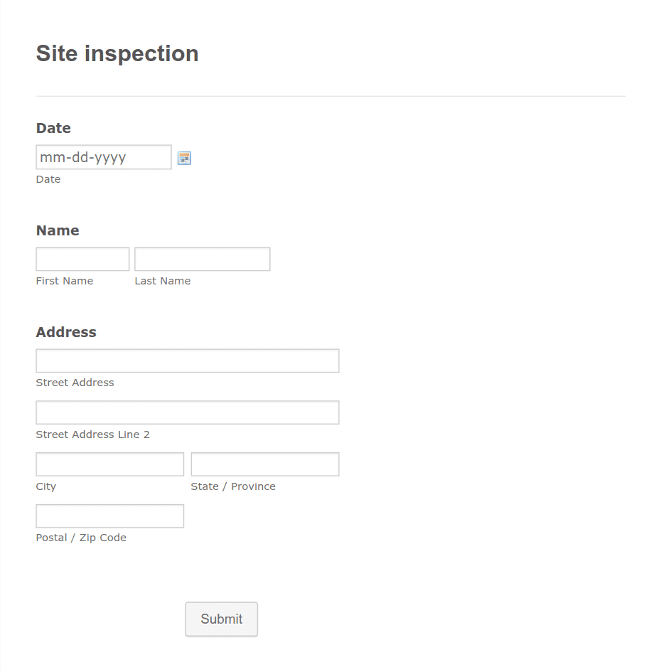 Site inspection v1 Form Template | Jotform