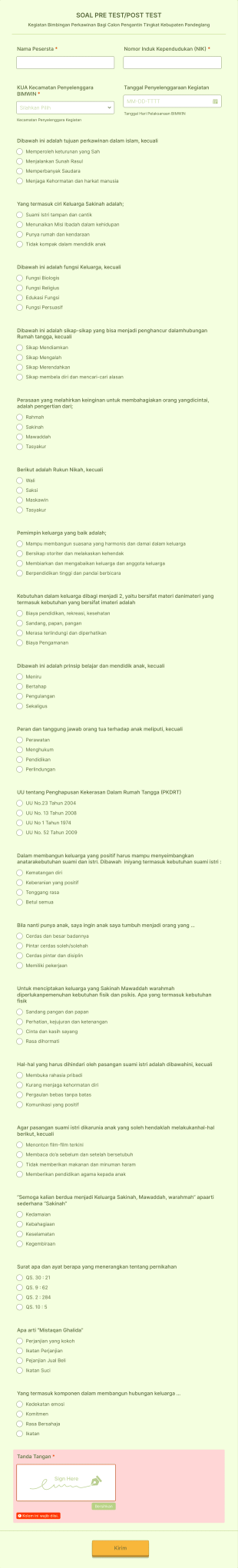 SOAL PRE TEST/POST TEST Form Template