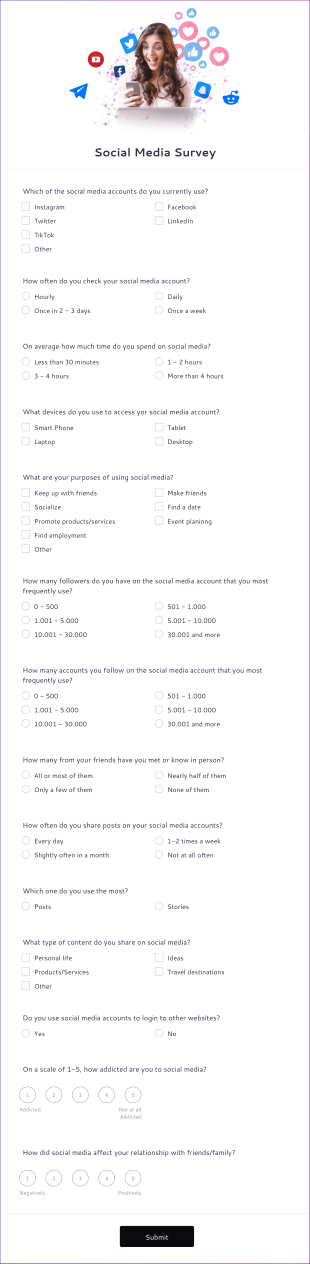 Social Media Survey Form Template