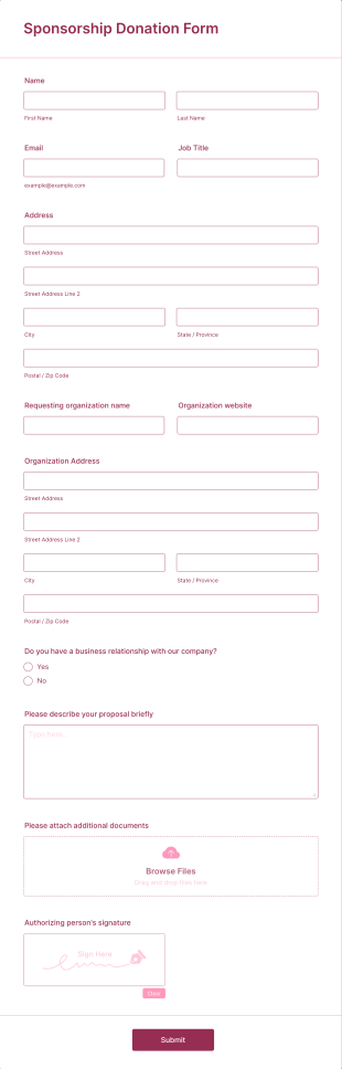 Sponsorship Donation Form Template