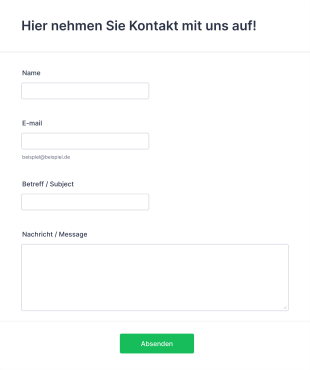 Support Kontaktformular Form Template