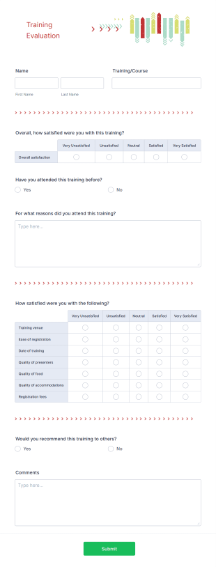 Training Evaluation Form Template