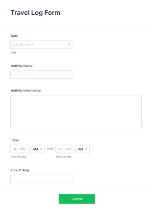 Travel Log Form Template