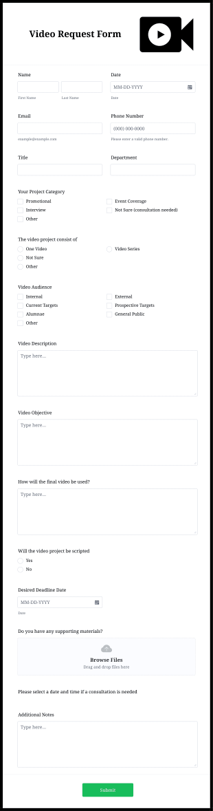 Video Request Form Template