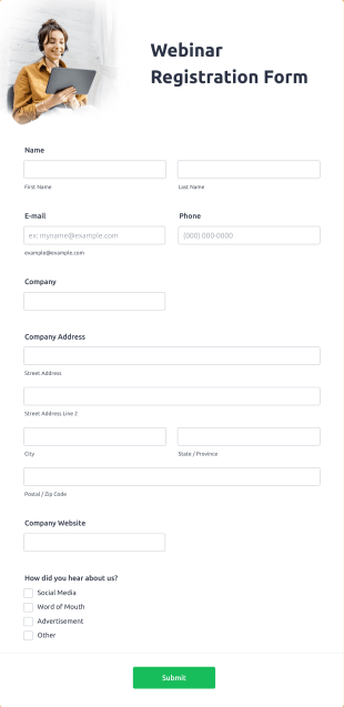 Webinar Registration Form Template
