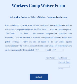 Workers Comp Waiver Form Template