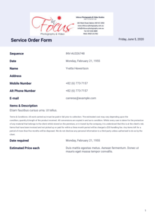 2020 service form - PDF Templates
