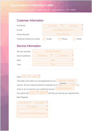 Appointment Confirmation Letter - PDF Templates