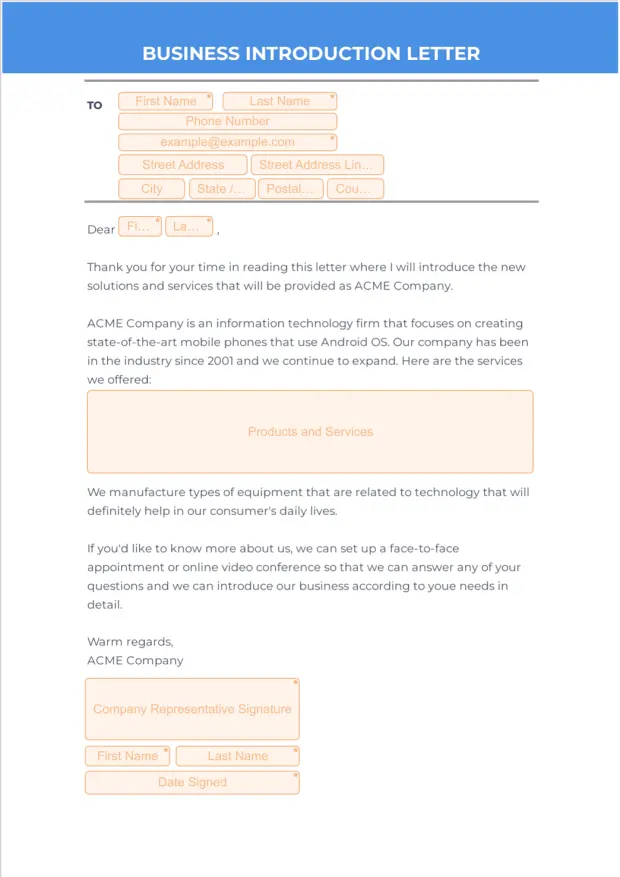 Business Introduction Letter Template