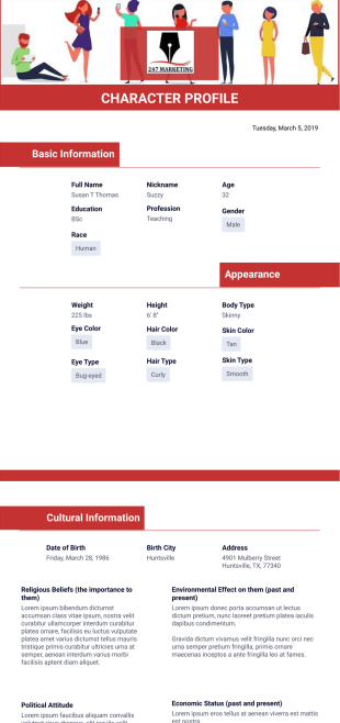 Character Profile Template - PDF Templates