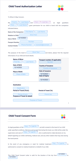 Child Travel Authorization Letter - PDF Templates