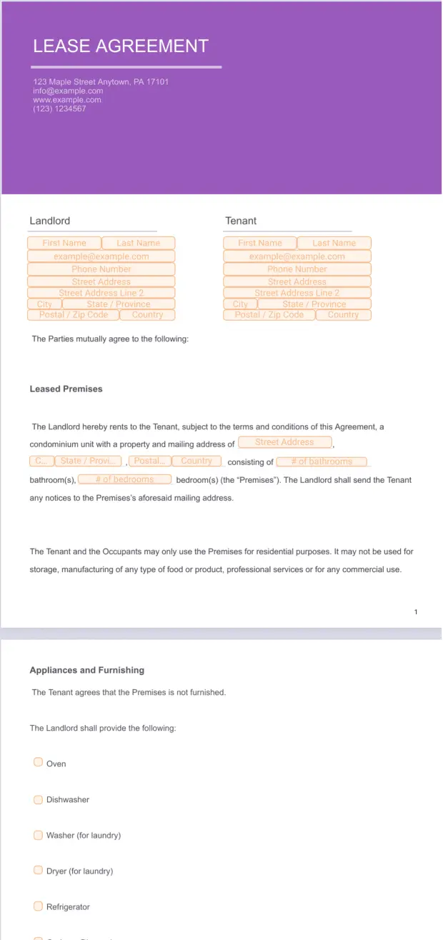 Condo Lease Agreement