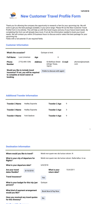 Customer Travel Plan - PDF Templates