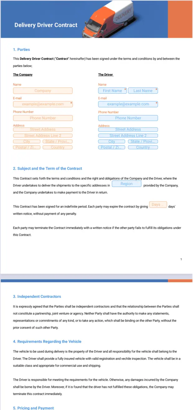 Delivery Driver Contract