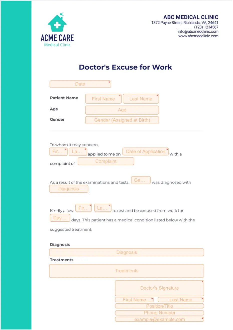 Doctors Excuse for Work
