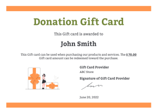 Donation Gift Card - PDF Templates