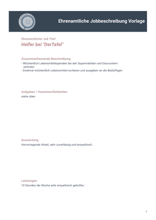 Ehrenamtliche Jobbeschreibung Vorlage - PDF Templates