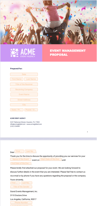 Event Proposal Template - PDF Templates