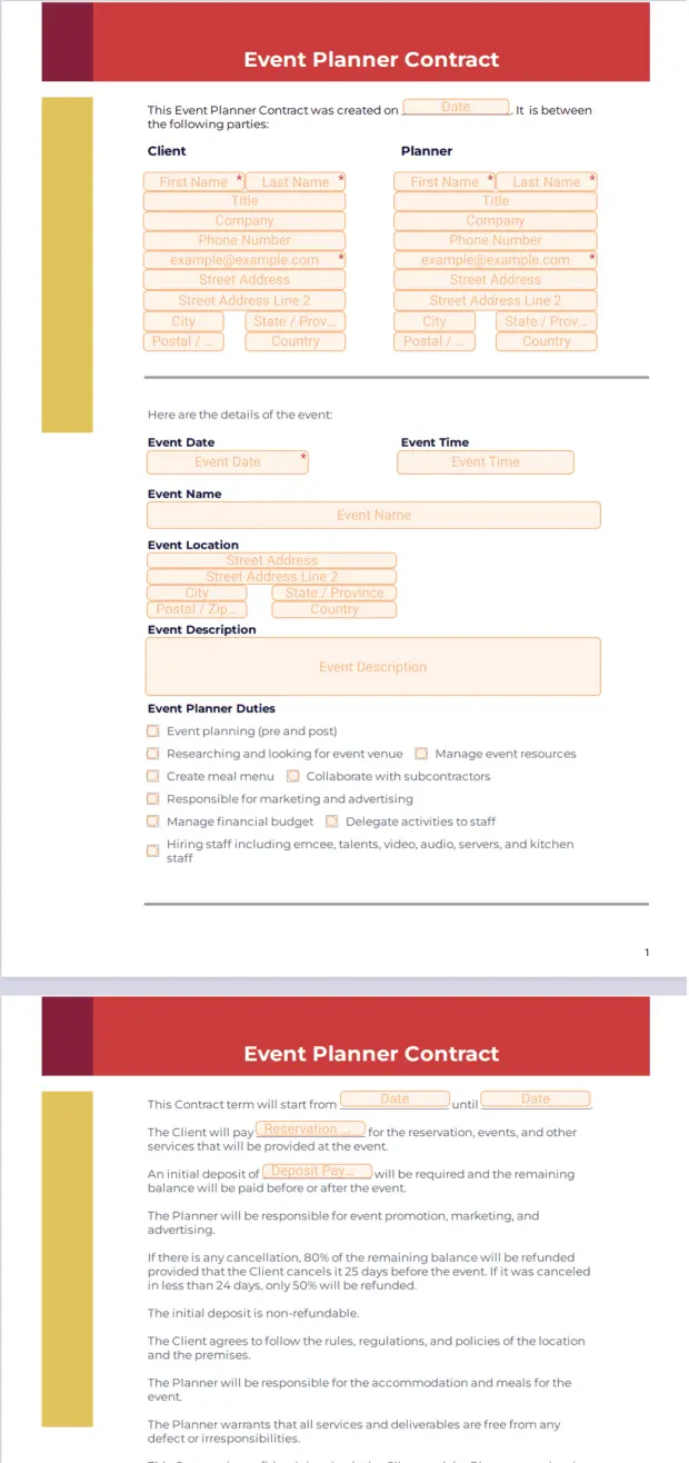 Event Planner Contract Template