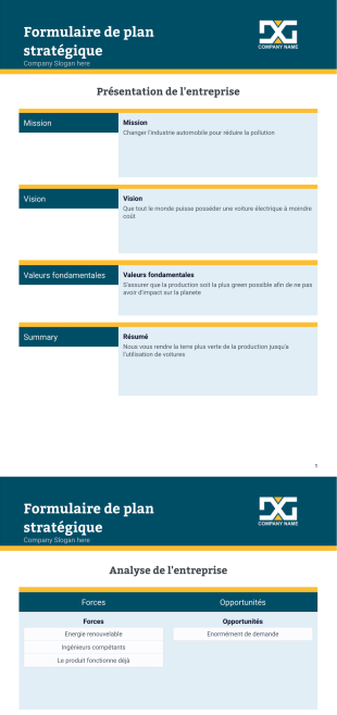 Formulaire de plan stratégique - PDF Templates
