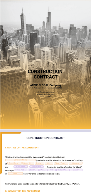 Free Construction Contract Template - PDF Templates