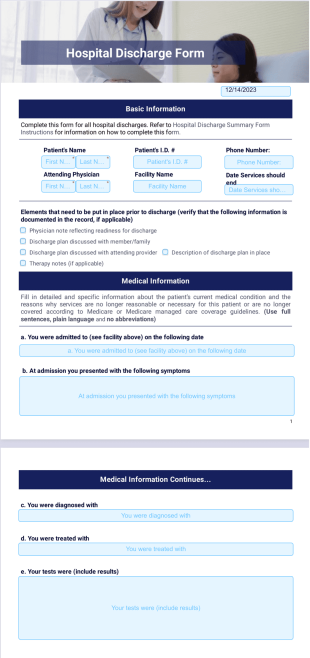 Hospital Discharge Template - Sign Templates
