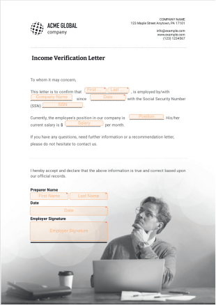 Income Verification Letter Template - Sign Templates