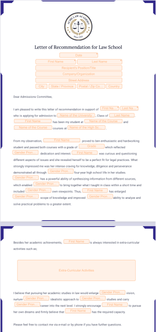 Letter of Recommendation for Law School - PDF Templates