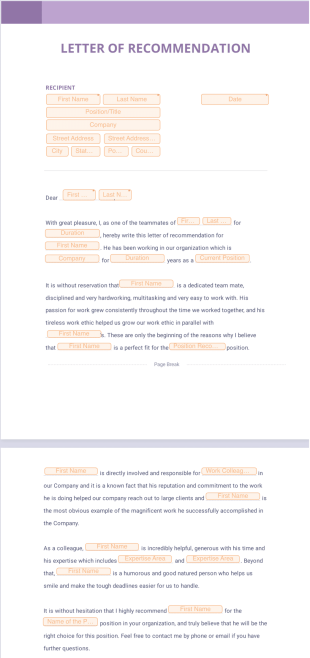 Letter of Recommendation Template for Coworker - PDF Templates