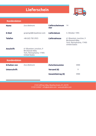 Lieferschein PDF Vorlage - PDF Templates