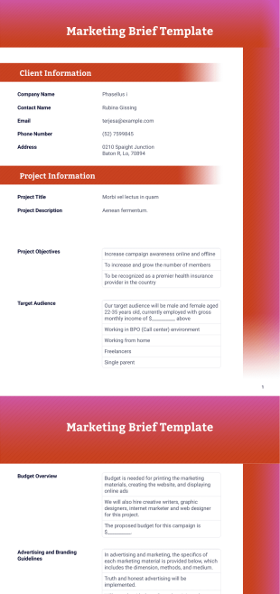 Marketing Brief Template - PDF Templates