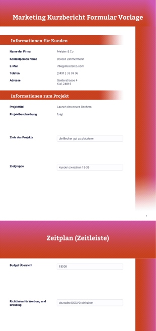 Marketing Kurzbericht Vorlage - PDF Templates