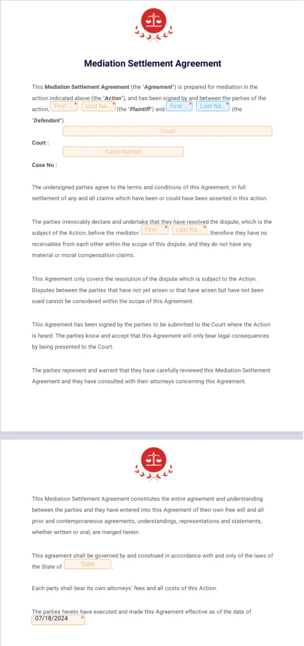 Mediation Settlement Agreement