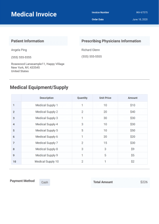 Medical Invoice Template - PDF Templates