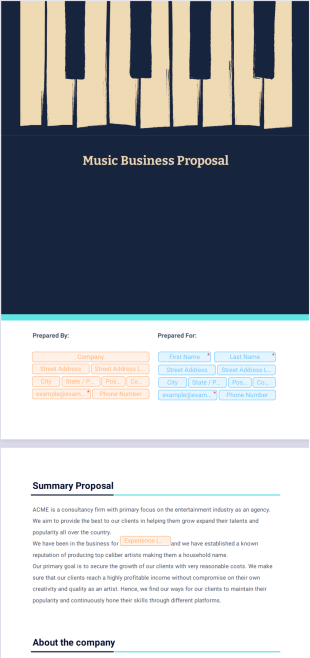 Music Business Proposal Template - PDF Templates