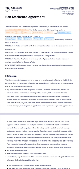 Non Disclosure Agreement Template - PDF Templates