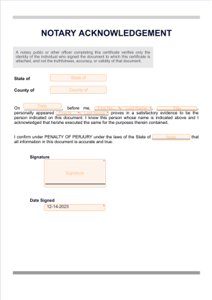 Notary Acknowledgement - Sign Templates
