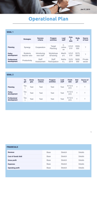 Operational Plan Template - PDF Templates