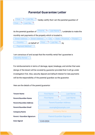 Parental Guarantee Form - PDF Templates