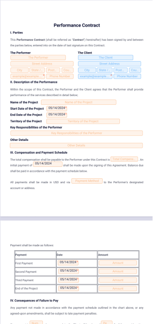 Performance Contract Template - PDF Templates