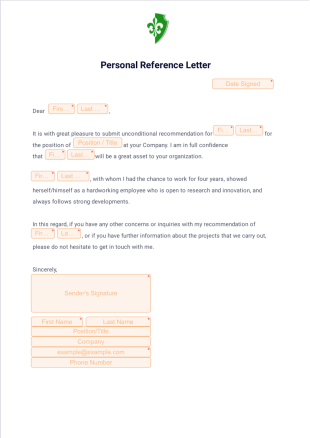 Personal Reference Letter - PDF Templates